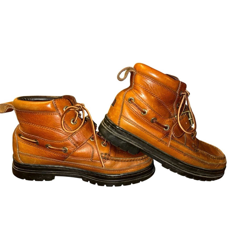 Vintage Mens Polo Ralph Lauren Polo Sport Boots Brown Black Buckle Strap Size 7B